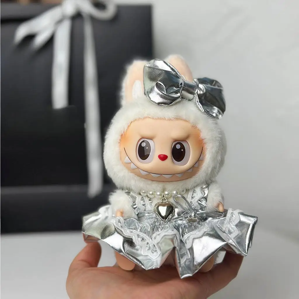 Mini Ropa para muñecas, accesorios para Ropa Labubu de 15-17cm y Vestido de muñeca de algodón de 10cm, traje, collar, Ropa