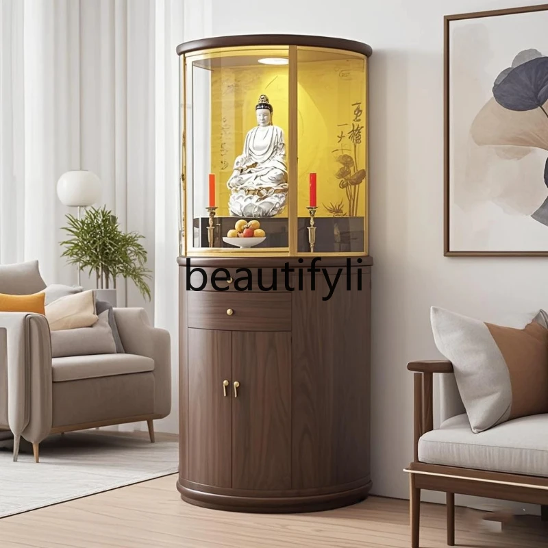 

New Chinese light luxury, vertical cabinet, modern shrine, God of Wealth, Guanyin Buddhist cabinet,