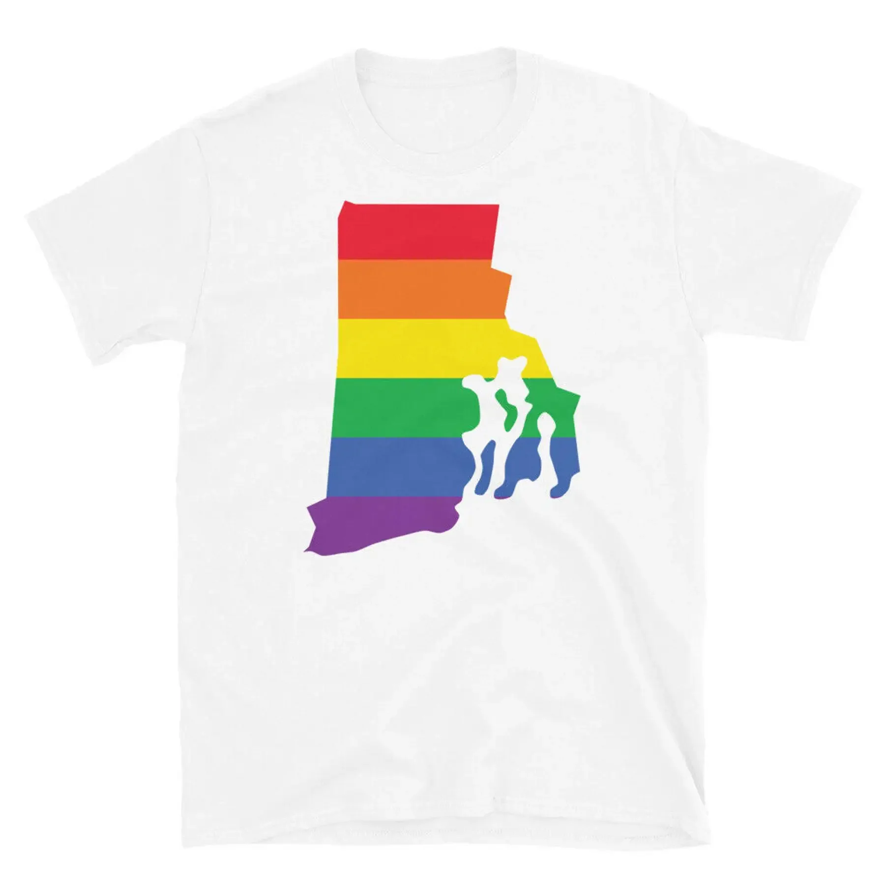 

Rhode Island State LGBTQ Rainbow Flag Gay Pride Short Sleeve Unisex T Shirt