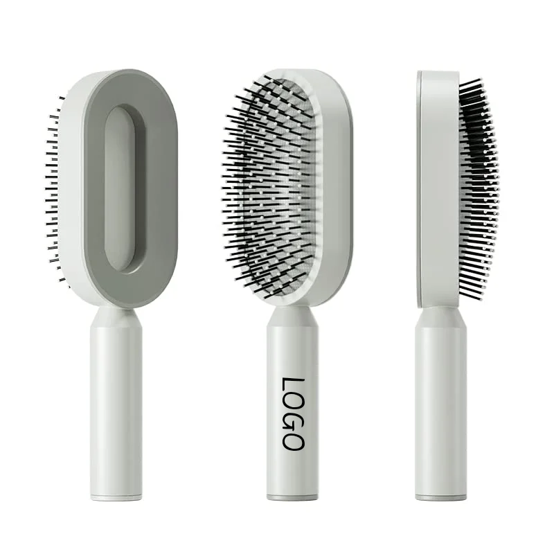 Custom Logo Silicone Electric Hair Brush Portable Self-Cleaning Scalp Massager Straightforward Detangling for Household Use
