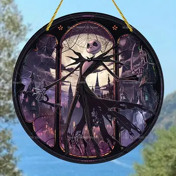 Noční můra před Vánoci Jack Skellington Sun Catcher 2D plochá akrylová závěsná cedule na Halloween, domácí zahradní dekorace na zeď 8 nejlepší prodej noční můra před Vánoci vánoční dekorace - №7