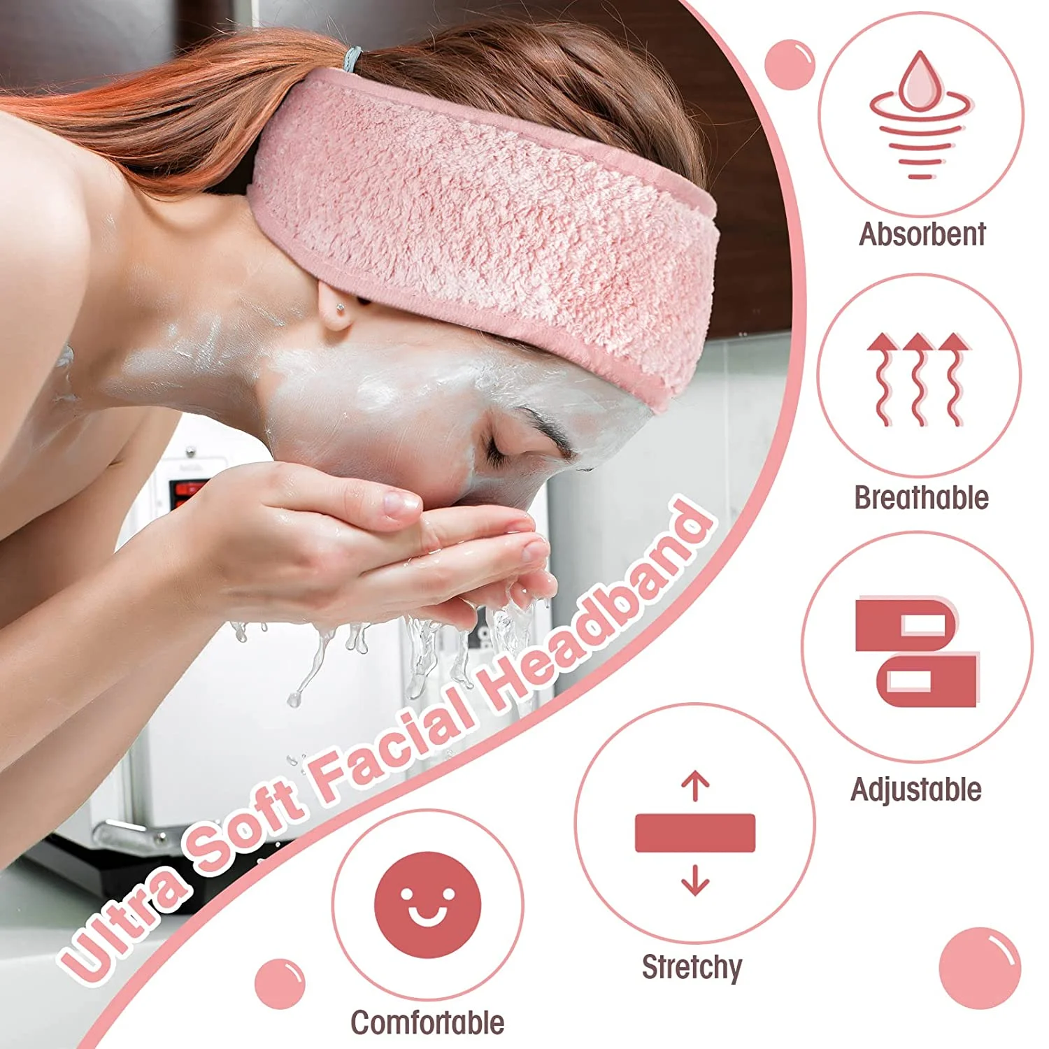 Adjustable Spa Head Band High Quality Super Waterproof Hair Band For Washing And  Make Up