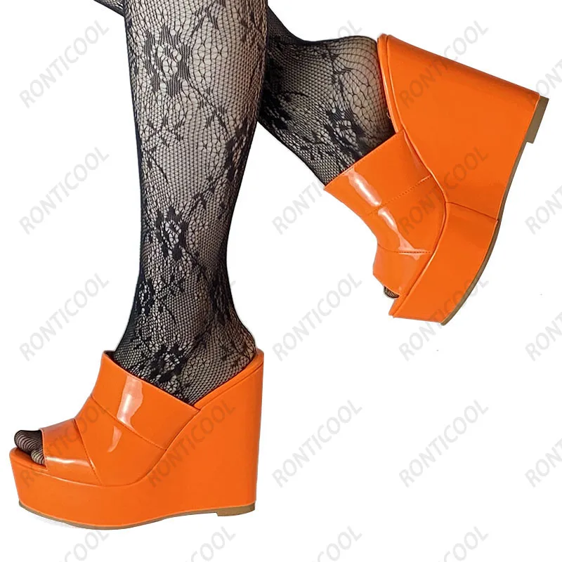 

Ronticool новые модные женские сандалии-мюли, тапочки унисекс, без шнуровки на танкетке, с открытым носком, 7 цветов, клубная одежда, размер США 5-20