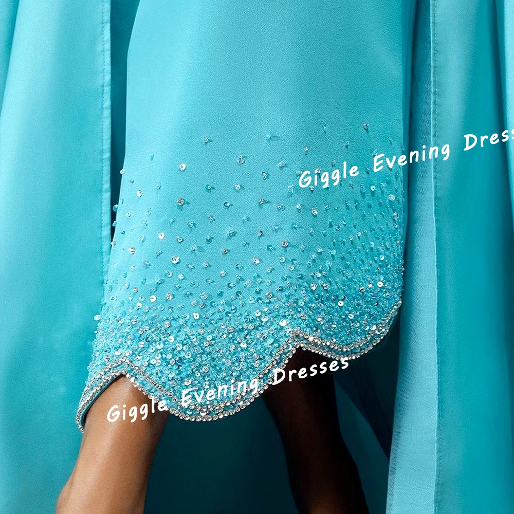 Giggle Crepe One-Shoulder Beading Prom Gown Saudi Arab Elegance Sequin Summer Floor-Length Evening Party Dresses for Women 2024