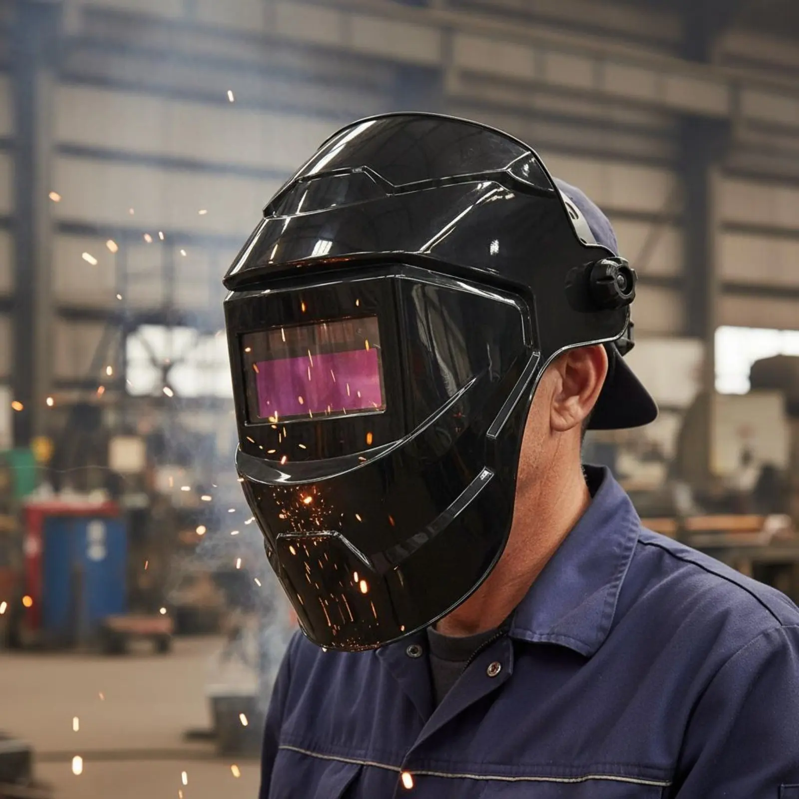 Auto-Darkening Metalworking Helmet Heat Resistant Auto Darkening Metalworking Helmet Safety Gear Extended Back Design 180 Degree