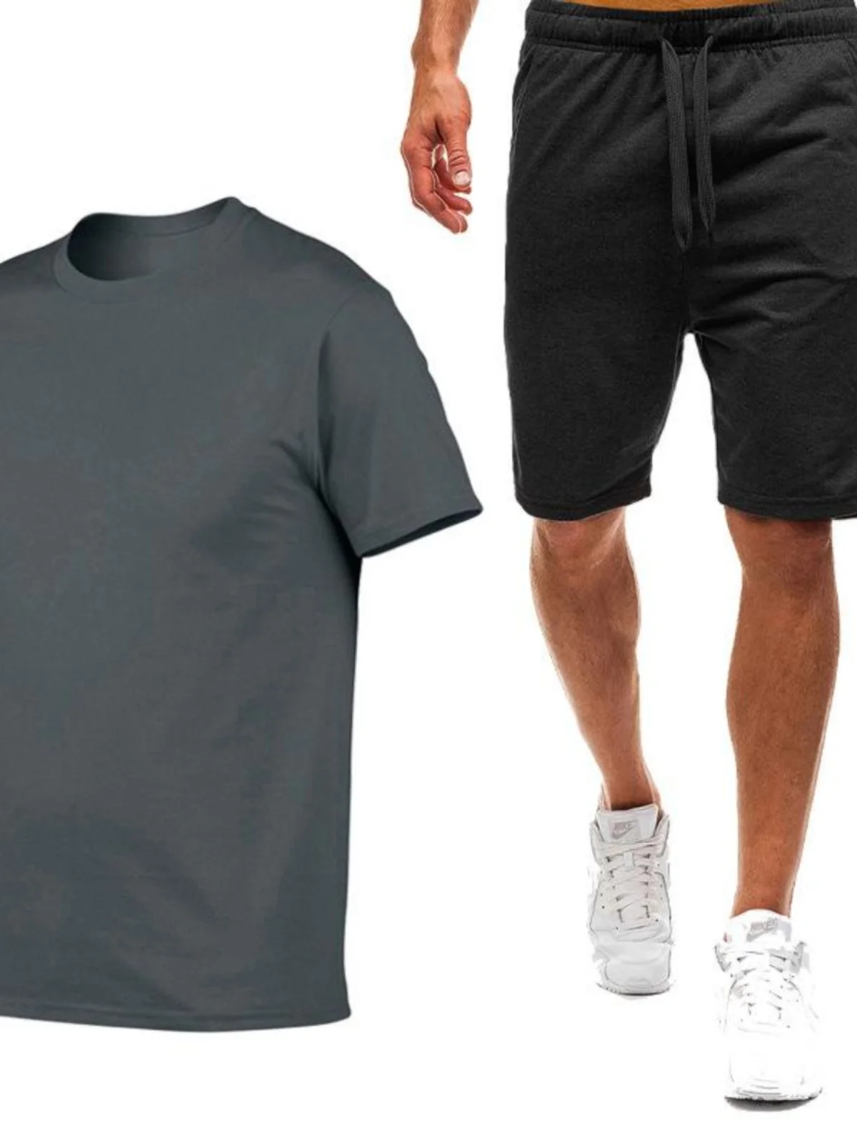 

Новый мужской спортивный костюм: футболка, шорты и комплект для отдыха, повседневный летний наряд, молодежная мода из Китая