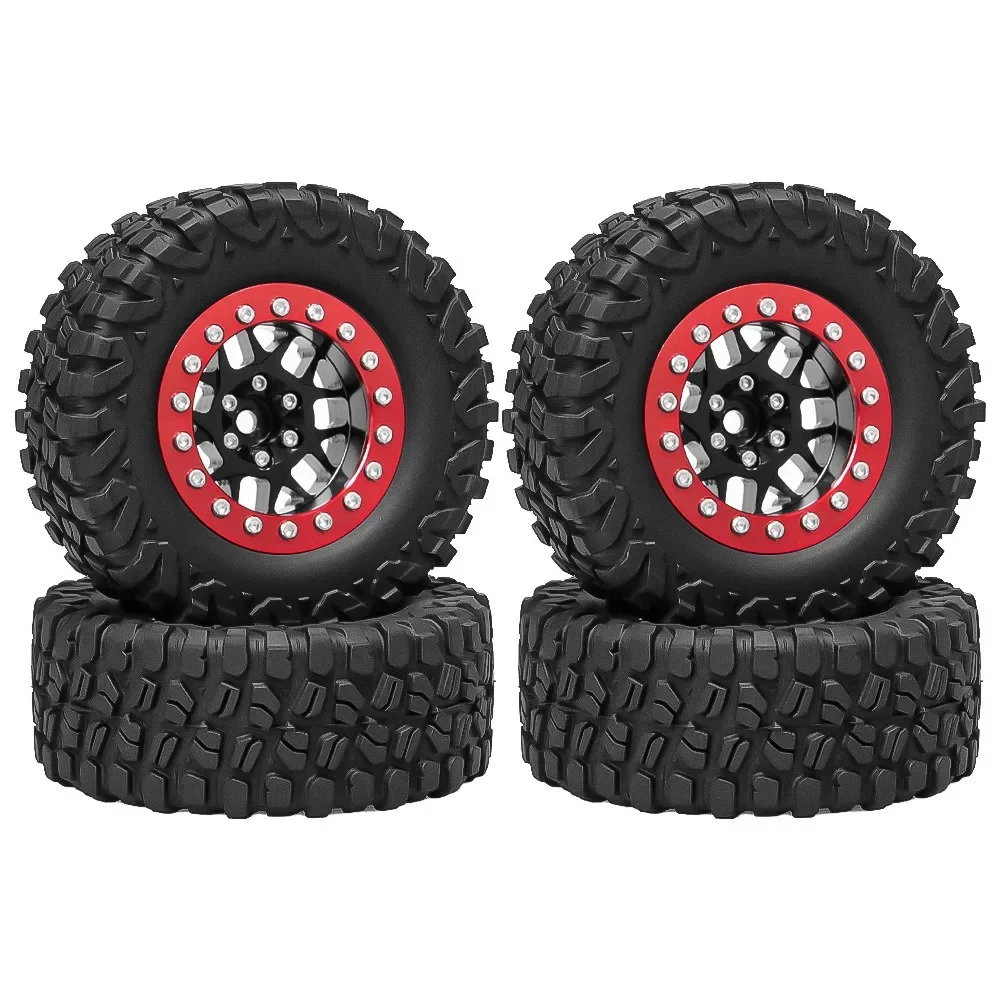 

1.3 Inch Soft Muddy Tire Beadlock Wheel Rim for 1/18 1/24 Scale RC Crawler Car Parts Compatible with TRX4M SCX24