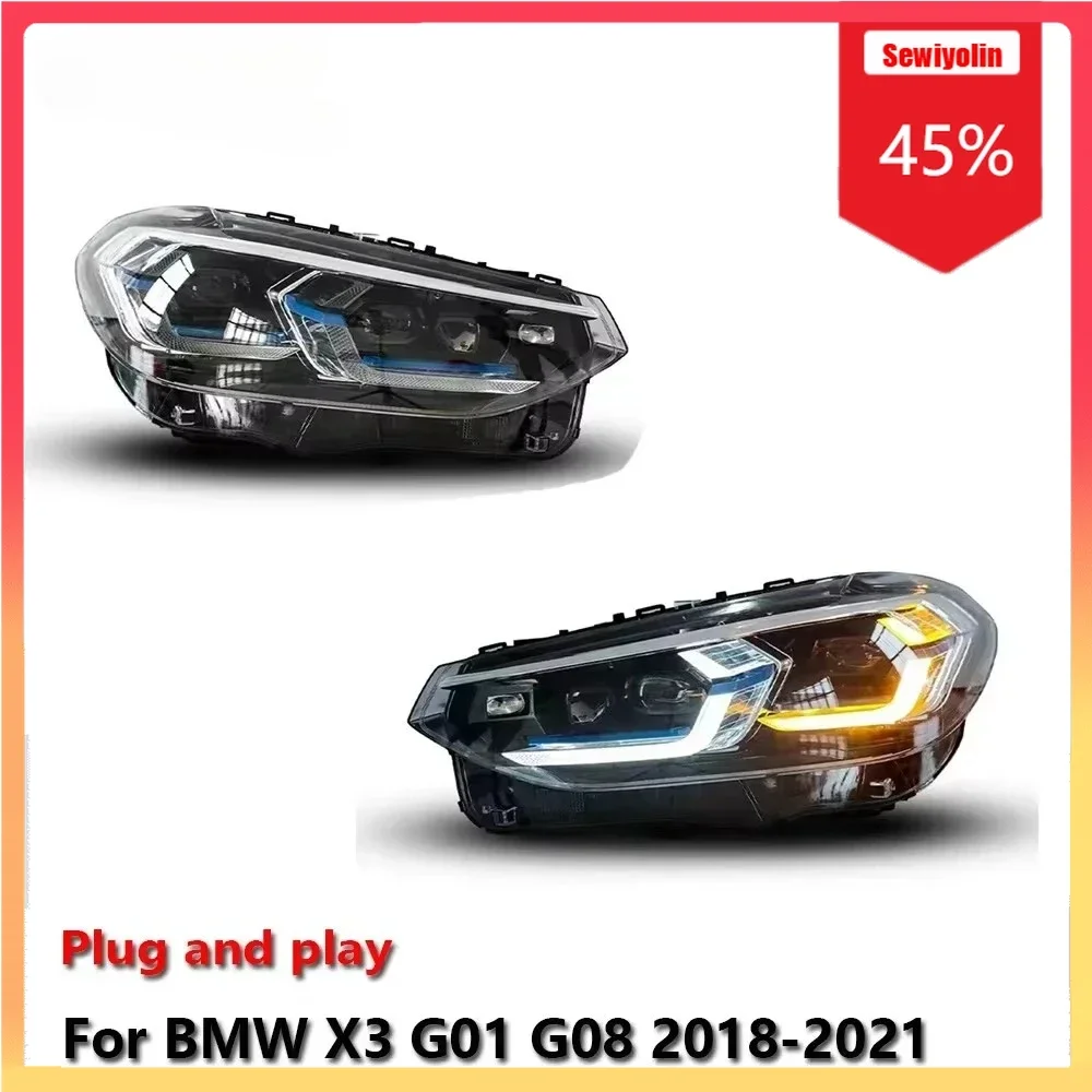 

Автомобильные детали, светодиодные фары для BMW X3 G01 G08 2018-2021, лазерные авто DRL, противотуманные фары для прицепа, указатель поворота Voiture Plu