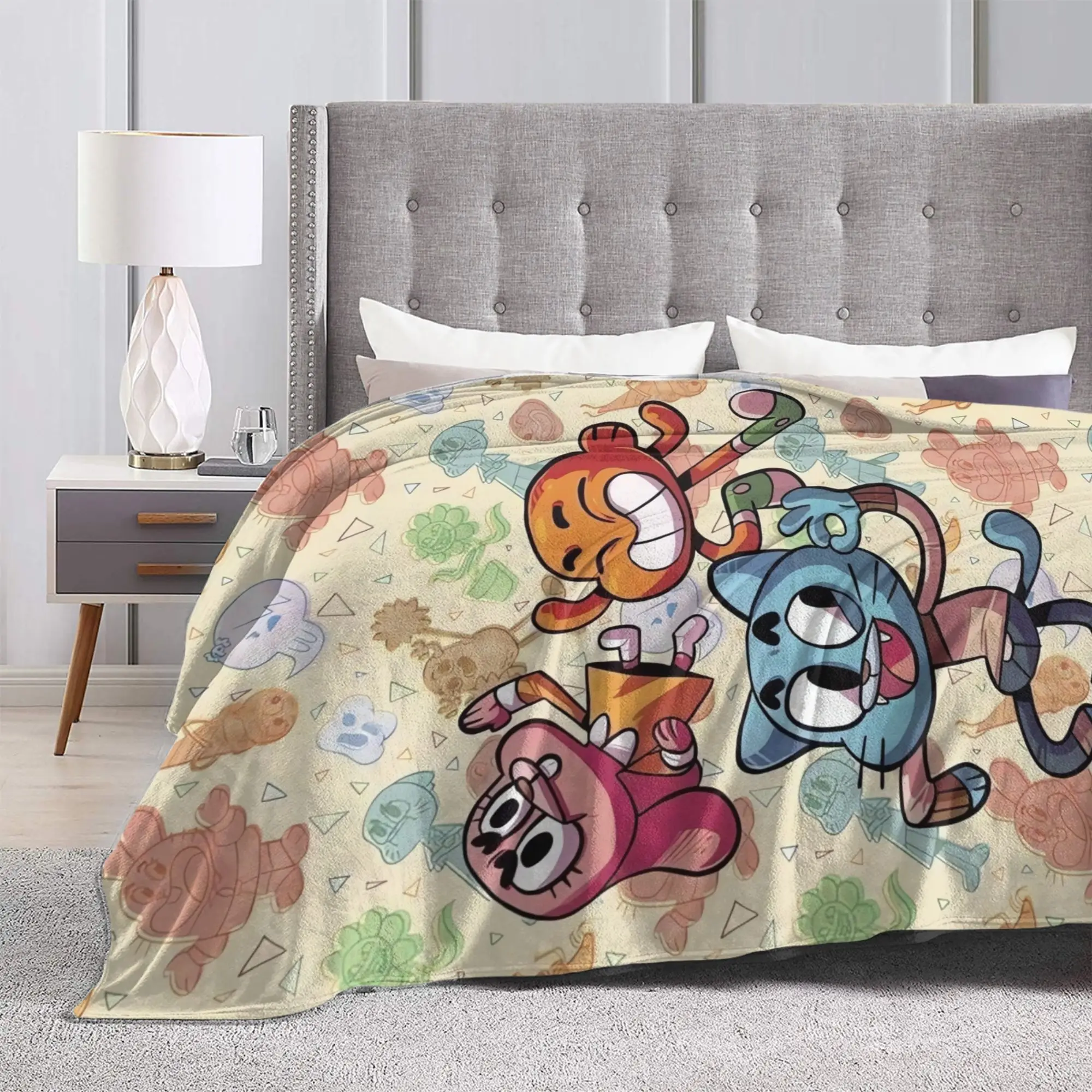 Gumball Gum Ball Watterson Amazing Cartoon Plush Blanket Flannel Throw Blanket For Couch Chair Sofa Bed Super Soft Bedspread