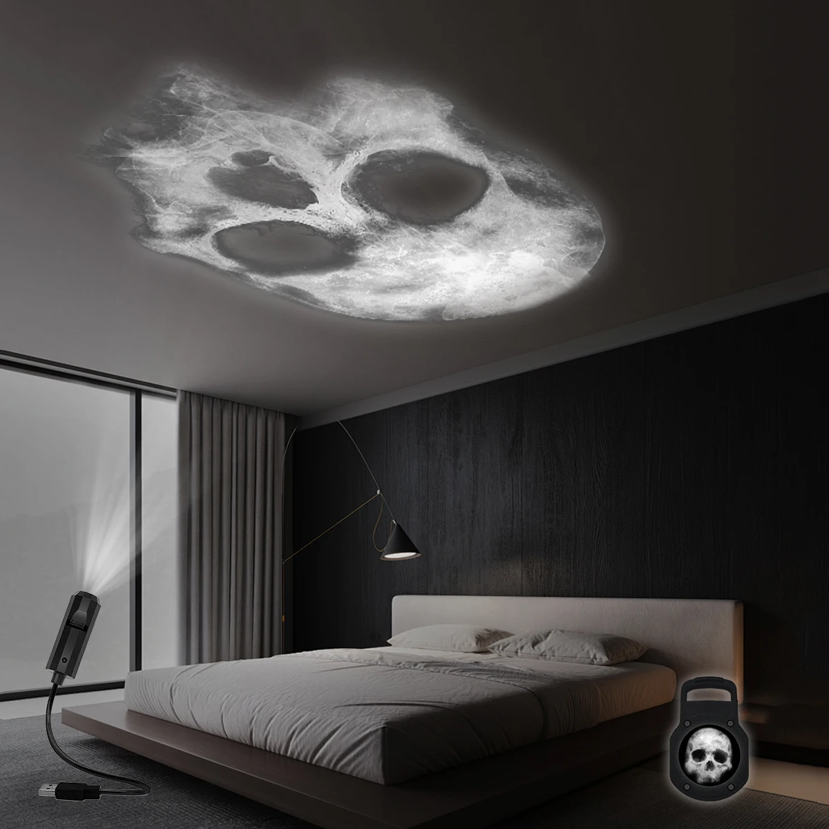 Skull projection lamp, USB lighting night light