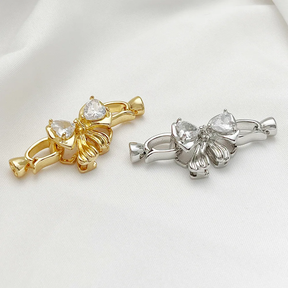 

1 Pcs For DIY love Zircon Butterfly Pearl Beaded Jewelry 18K Gold-plated Silver Creative Fasteners Hook Clasp Fittings Wholesale