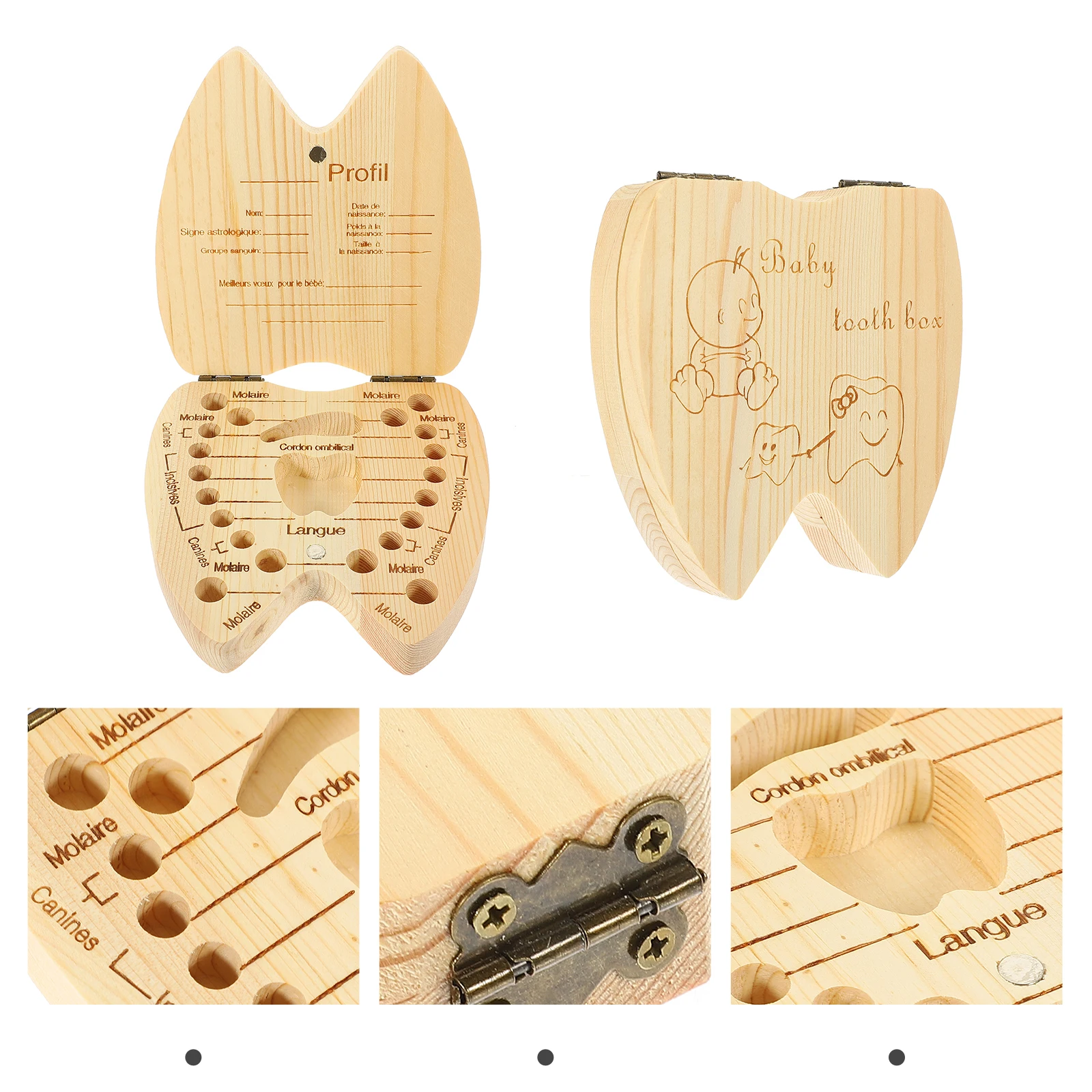 

1 pc Teeth Keepsake Box Durable Wooden Tooth Holder Teeth Storage Lightweight Small Size For Boys Tooth