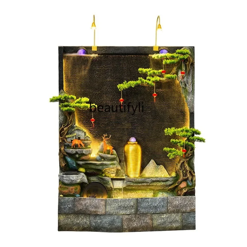 NN Large Water Curtain Wall Water Screen Fish Pond Floor Ornaments Rockery Landscape Fountain Outdoor Fish Pond Landscape