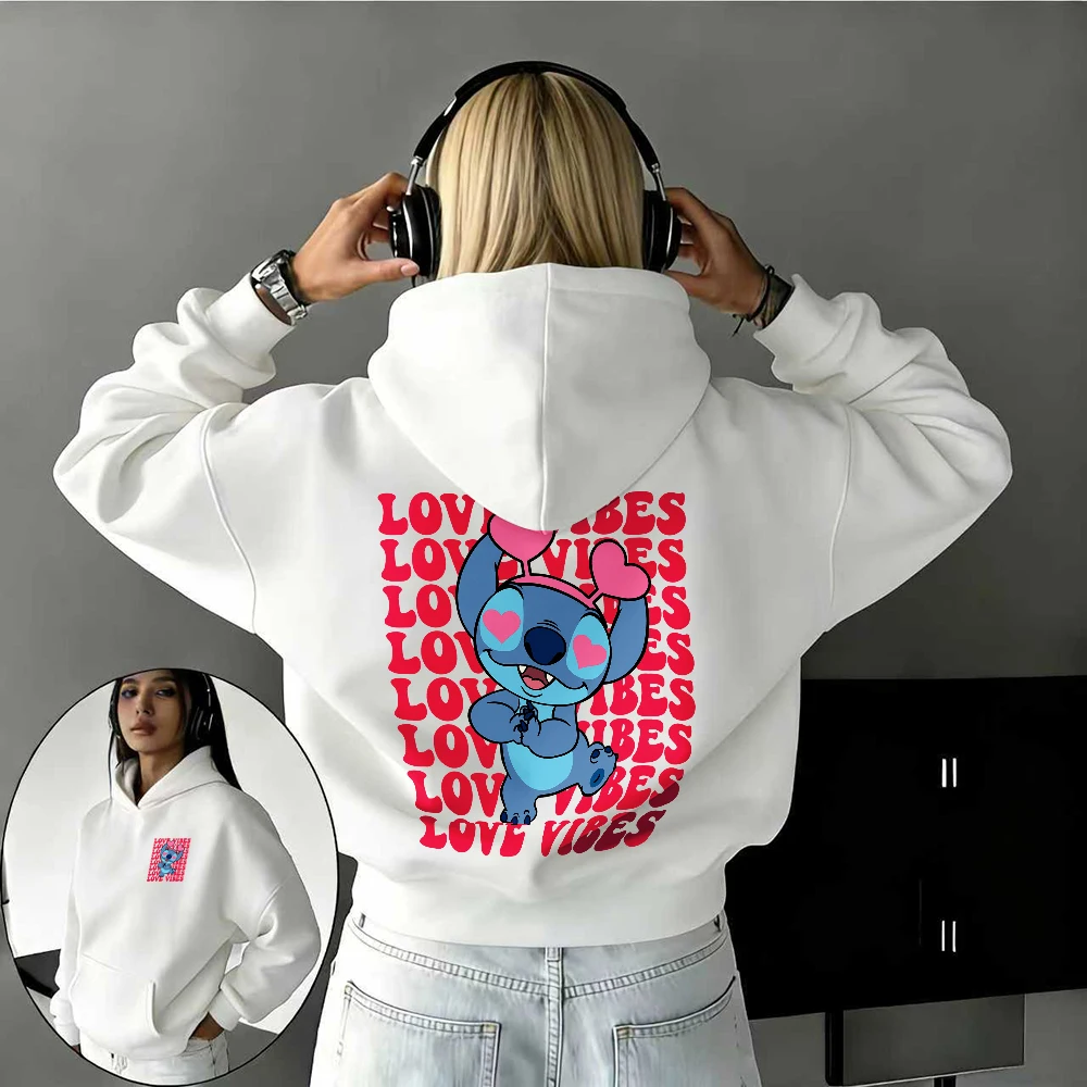 

Осень и зима Disney, милый свитшот из 100% чистого хлопка с принтом в виде сердца для мужчин и женщин, повседневный и теплый топ