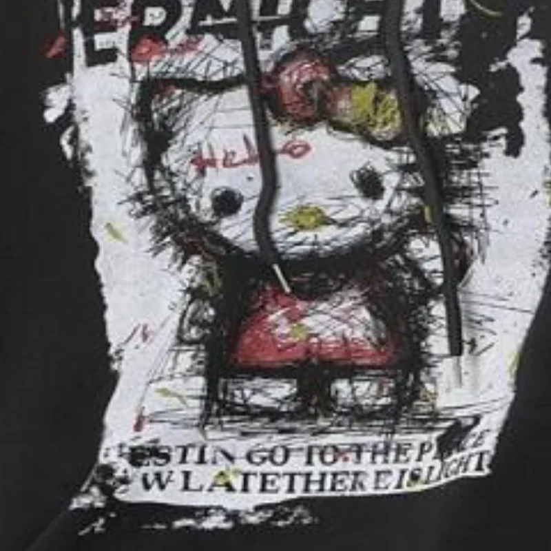 لطيف الكتابة على الجدران HelloKitty مطبوعة هوديي للرجال والنساء الخريف الكورية كسول نمط فضفاض هوديي معطف سانريو مرحبا كيتي الزي #3