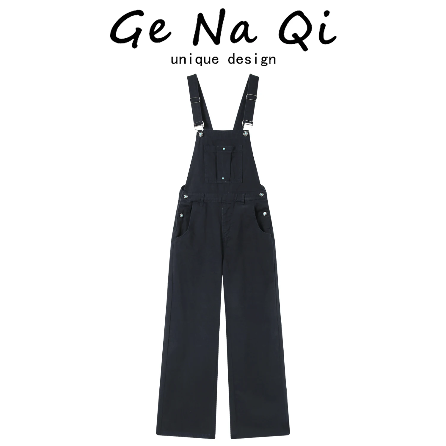 

Женские джинсовые комбинезоны Gen Qi в стиле ретро, осенняя новинка, свободные брюки-комбинезон в пол, с высокой талией, для коррекции фигуры...