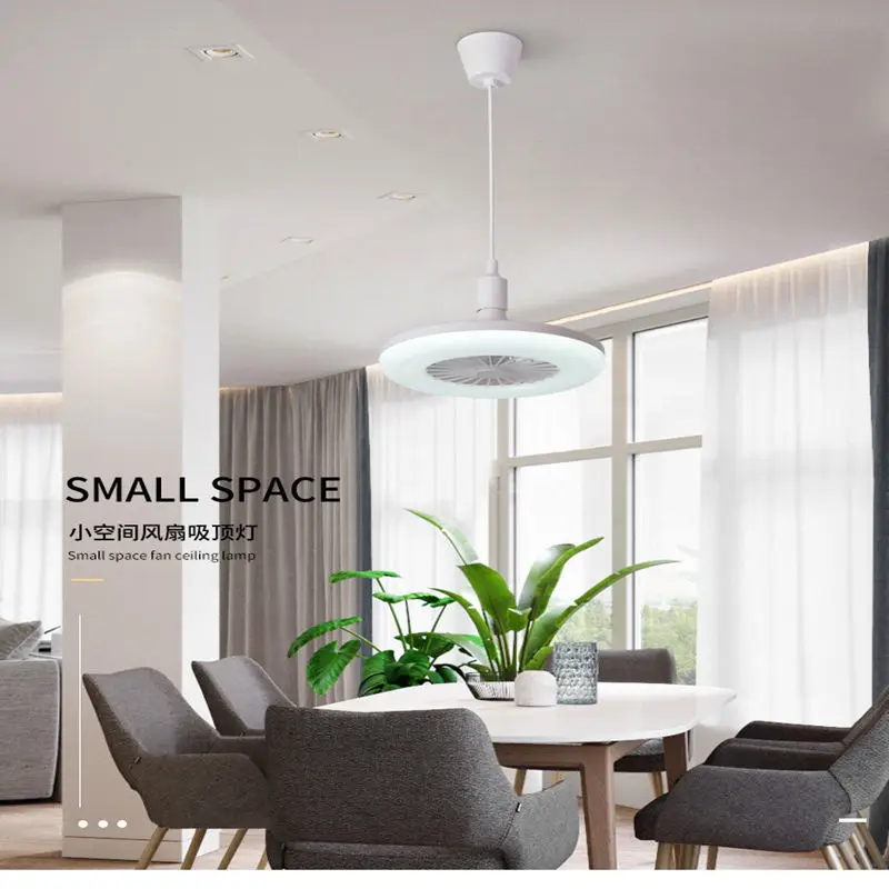 LED Ceiling Lamp Built-in Fan E27 Wireless Connection Ceiling Fan With Clear Living Room Can Hang Line