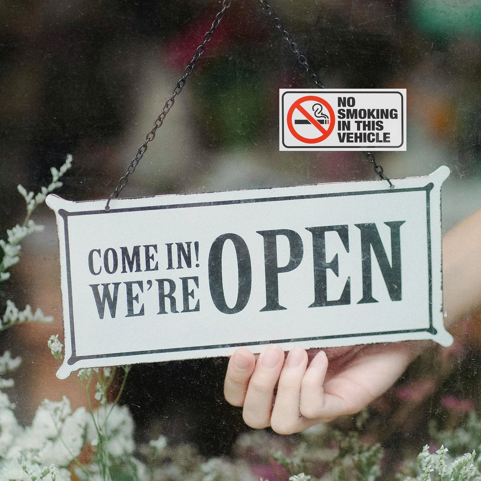 

10 PCS Comfortable No Smoking Sticker Stickers Laminated Film This Vehicle Decal