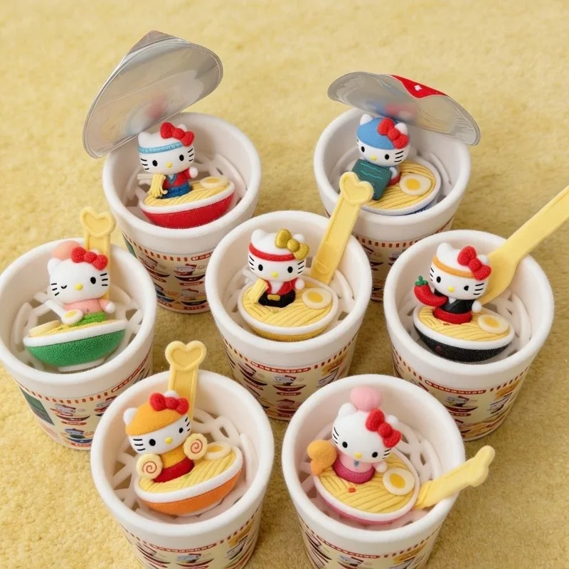 

Anime Figures Hello Kitty Cute Ramen Instant Noodle Cup Blind Box Toy Collection Ornaments Model Toy Children Gifts