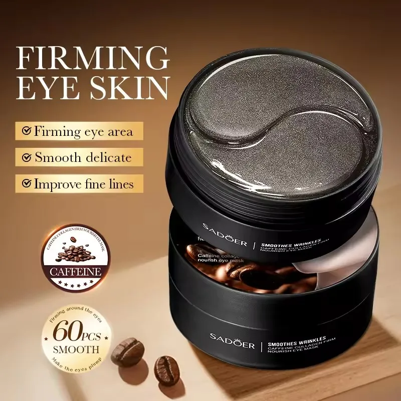 60pcs SADOER Caffeine Crystal Collagen Eye Mask Anti Dark Circles Ant -Aging Anti Wrinkles Moisturizing Eye Patches Skin Care