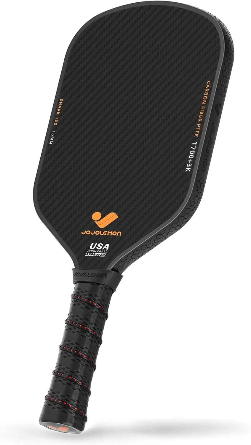 

Carbon Fiber Pickleball Paddles with 16mm Shark Power Polymer Core for Ultimate Spin & Consistency