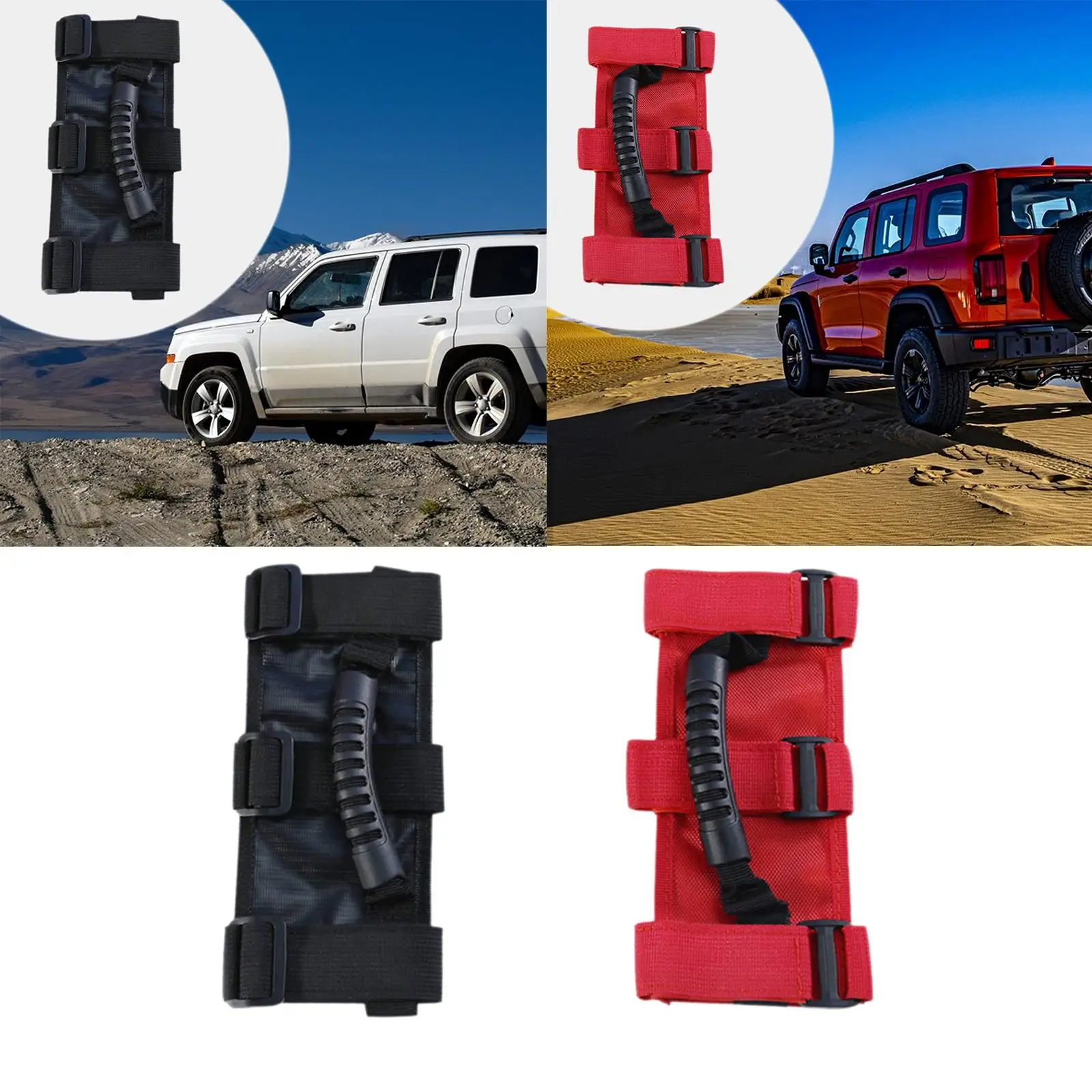 Sturdy Paracord Roll Bar Grab Handle Set Oxford Cloth Interior Hand Grips for Vehicle Security