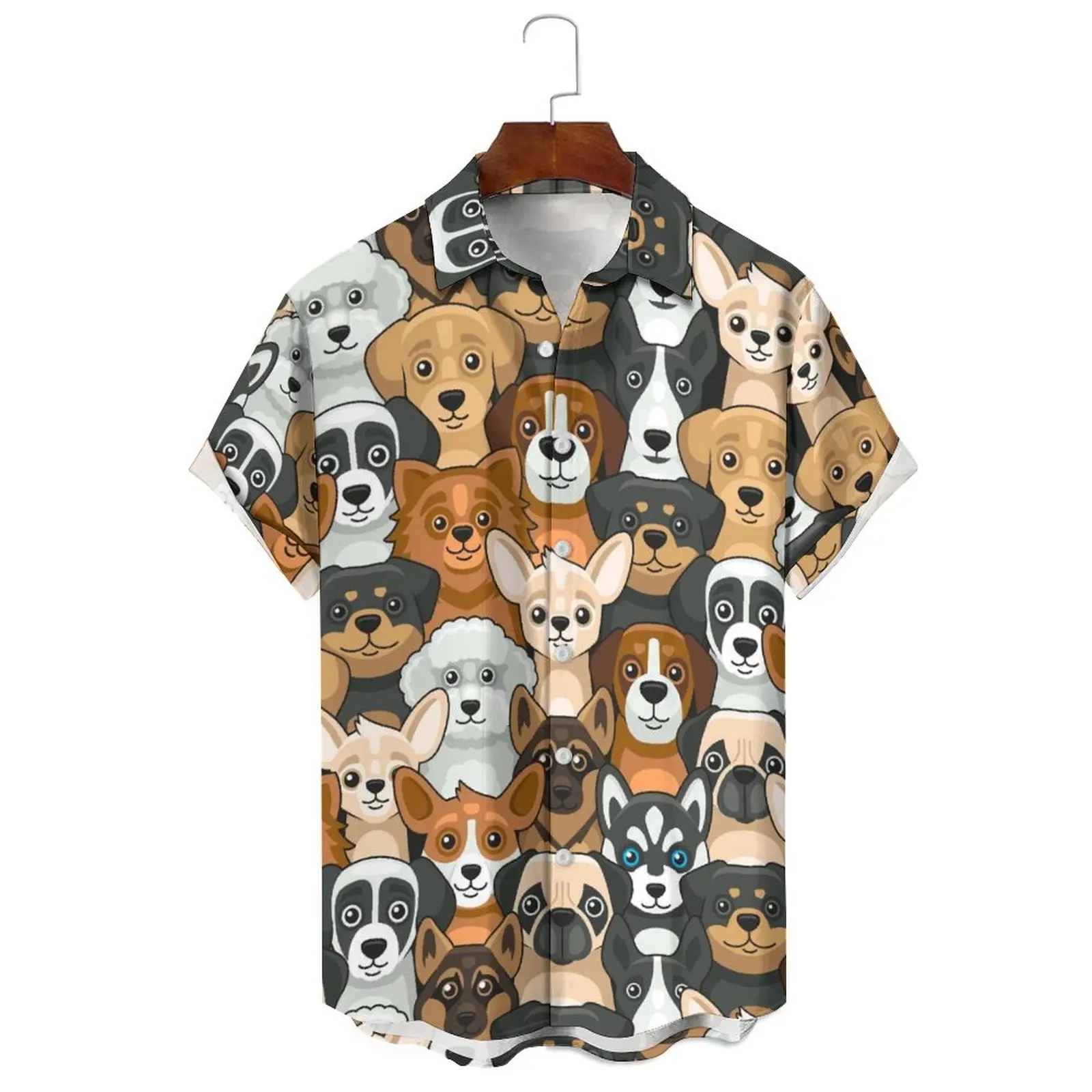 

Summer Fashion Cartoon Dog Illustration Printing Style Variety Of Solid Color Men/Women Can Wear Casual Loose Shirt Daily