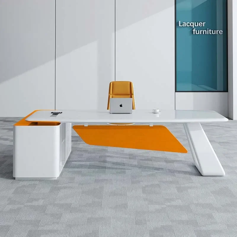 Modern Light Luxury Executive Desk Simple High End Painted Office Table Stylish President Desk for Manager Boss Workstation