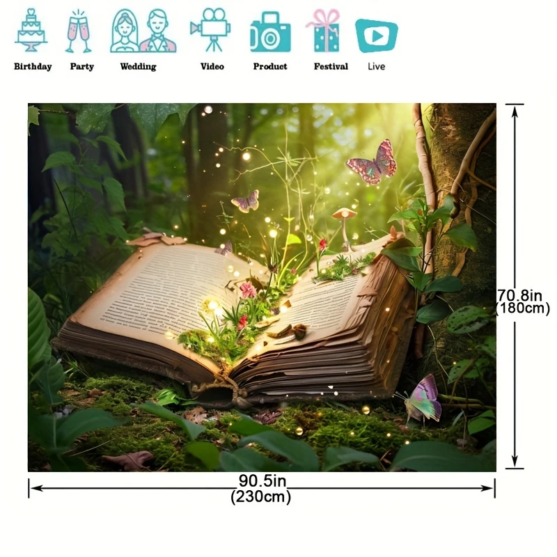 1pc Enchanted Forest Fairy Tale Birthday Theme Vinyl Perfect Party Decor Photography Props For Unforgettable Party Banner