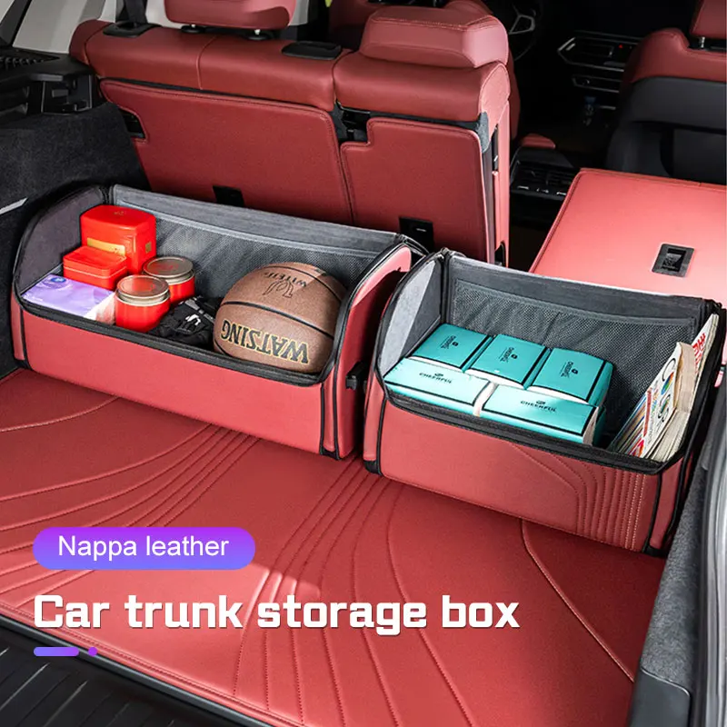  For ZEEKR X 001 007 009 MIX 001FR 007GT 7X 9X Car Trunk Organizer Storage Box Large Capacity Folding Leather Storage Bag Access