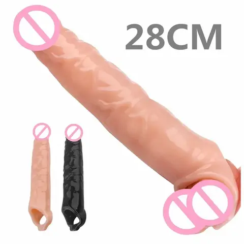 Reusable Big Peniss Sleeve Peniss Extender Silicone Condom Cock Extension Dick Enlargemen Delayed Ejaculation sexx Toys for Men
