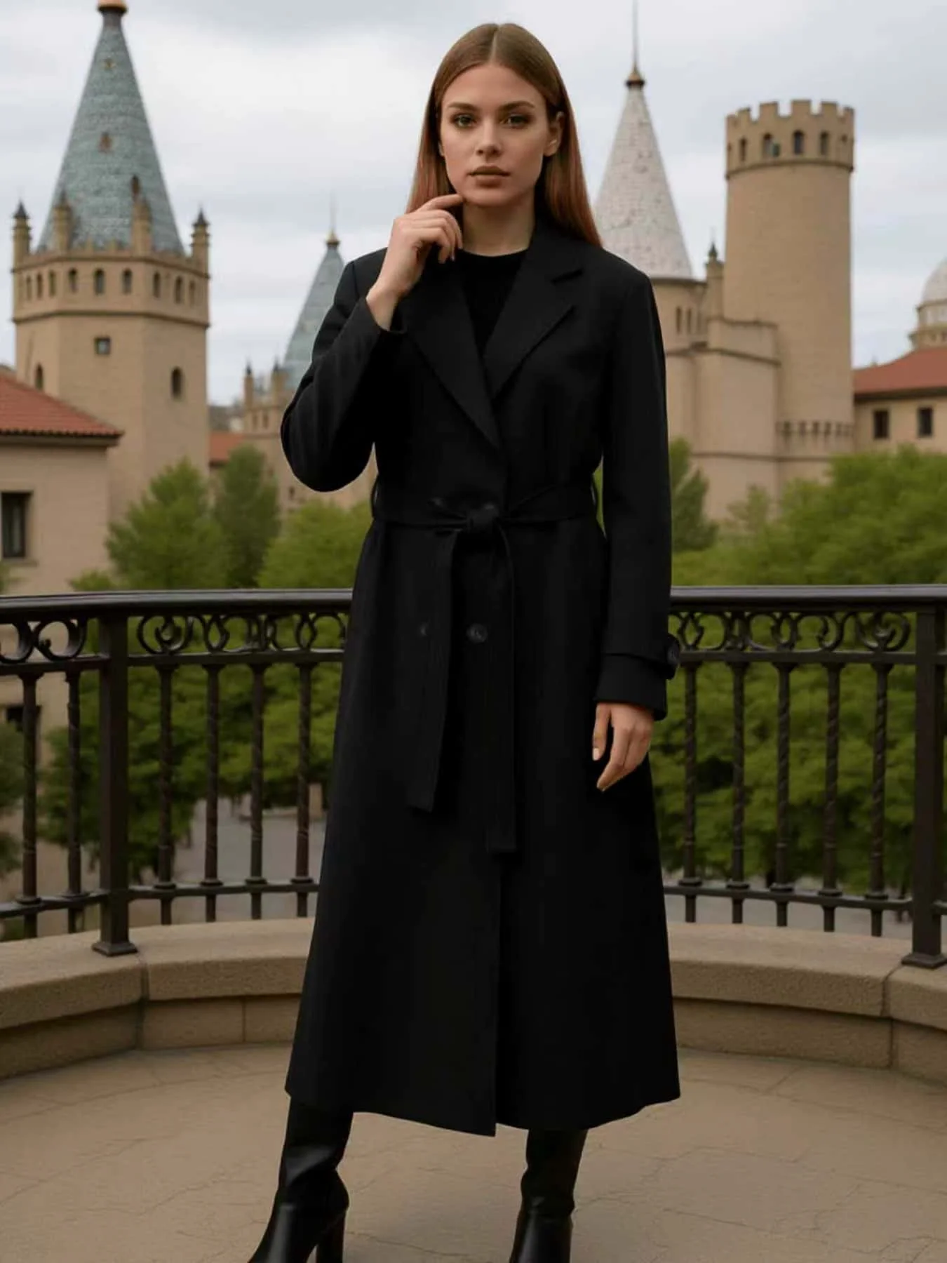 

Женское длинное двубортное шерстяное пальто, новинка осени и зимы, утепленное теплое пальто с поясом и пуговицами, шерстяное пальто в элегантном стиле