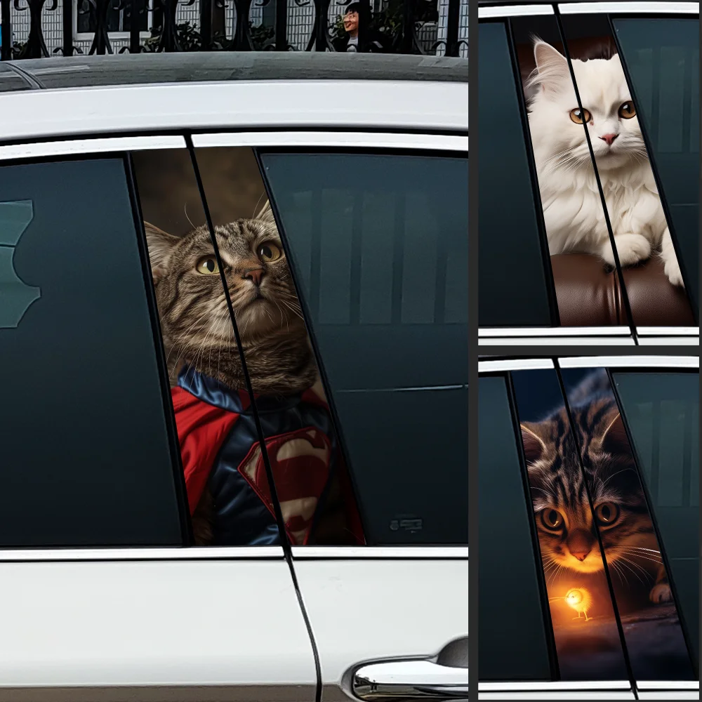 

Super Cat Car Stickers Car B-pillar Vinyl Decals Waterproof Auto Center Pillar Sticker Cover Scratches Vehicle Decor Accessories