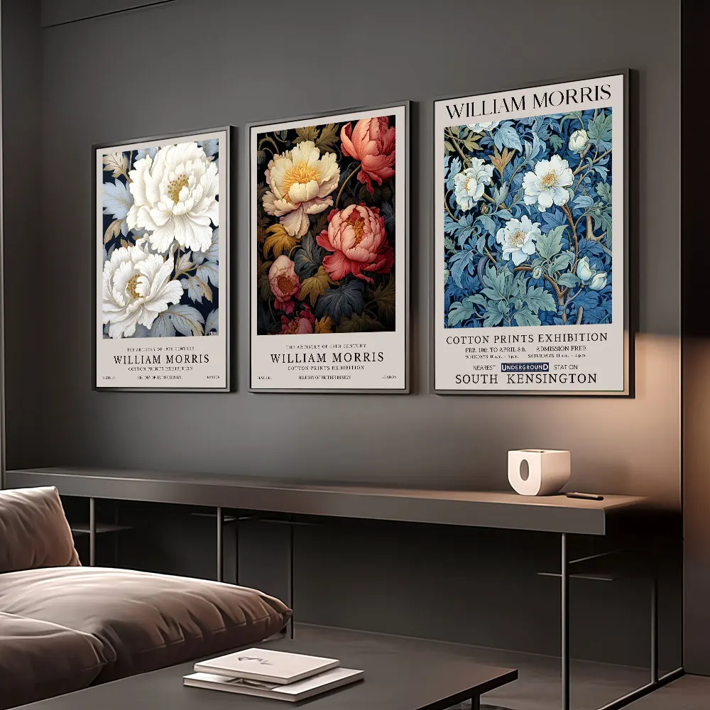 Vintage William Morris Exhibition Butterfly Moon & Stars Art Poster Canvas Painting Wall Prints Picture Living Room Home Decor