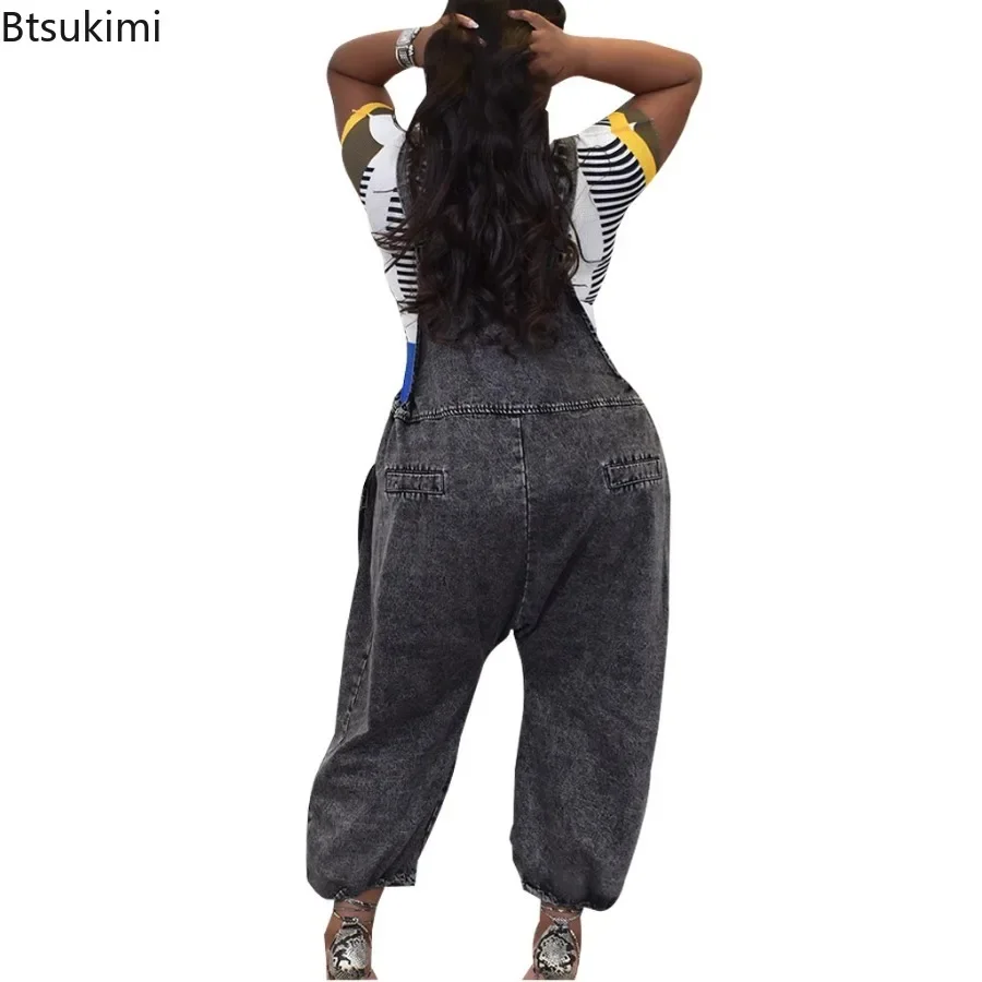 New 2024 Women\'s Casual Jeans Jumpsuits Office Lady Solid Spaghetti Strap Sleeveless Joker Women Denim Cross Jumpsuit Overalls