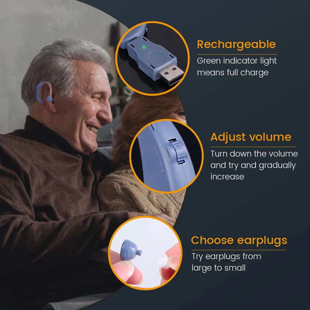 Elderly Hearing Aid Rechargeable Digital Hearing Aids BTE Deafness Hearing Loss Sound Amplifier Wireless The Listening Device