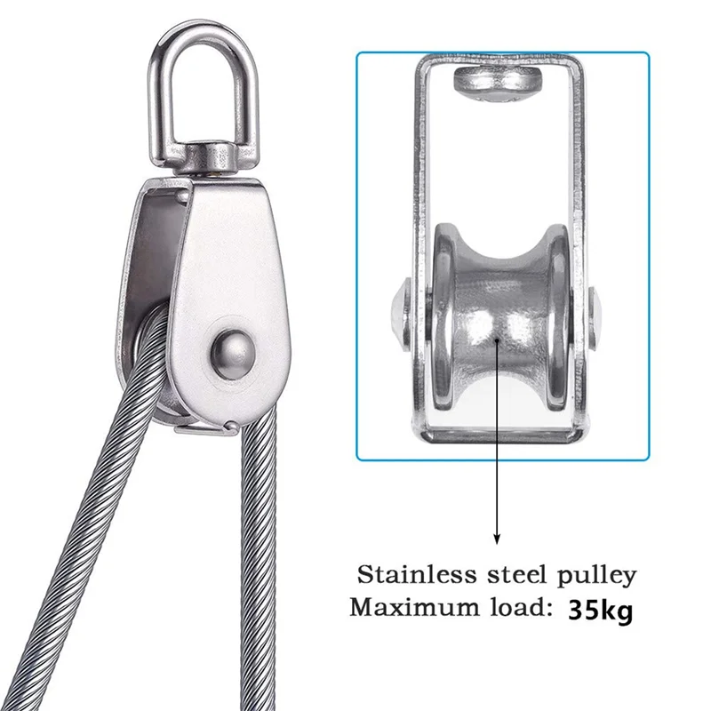 

AT05-20PCS Single Pulley Block M15 Stainless Steel Small Pulley Roller For Rope Cord In Outdoor 360°Swivel Silver Pulley