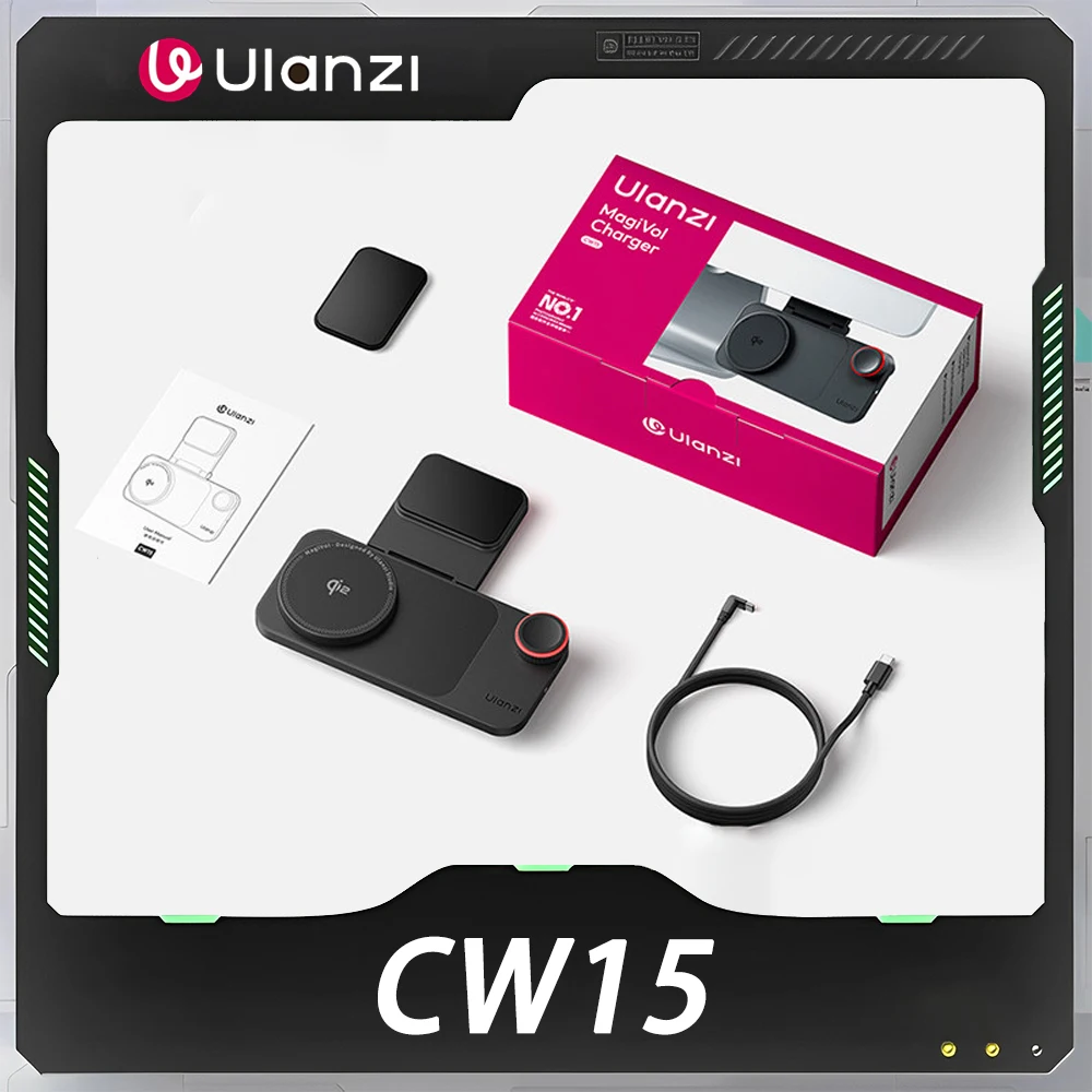 Ulanzi CW15 ワイヤレス充電スタンド マグネティック スタジオ用 スマートダイヤル対応 Qi215W 急速充電 マルチメディアコントロール カスタムギフト
