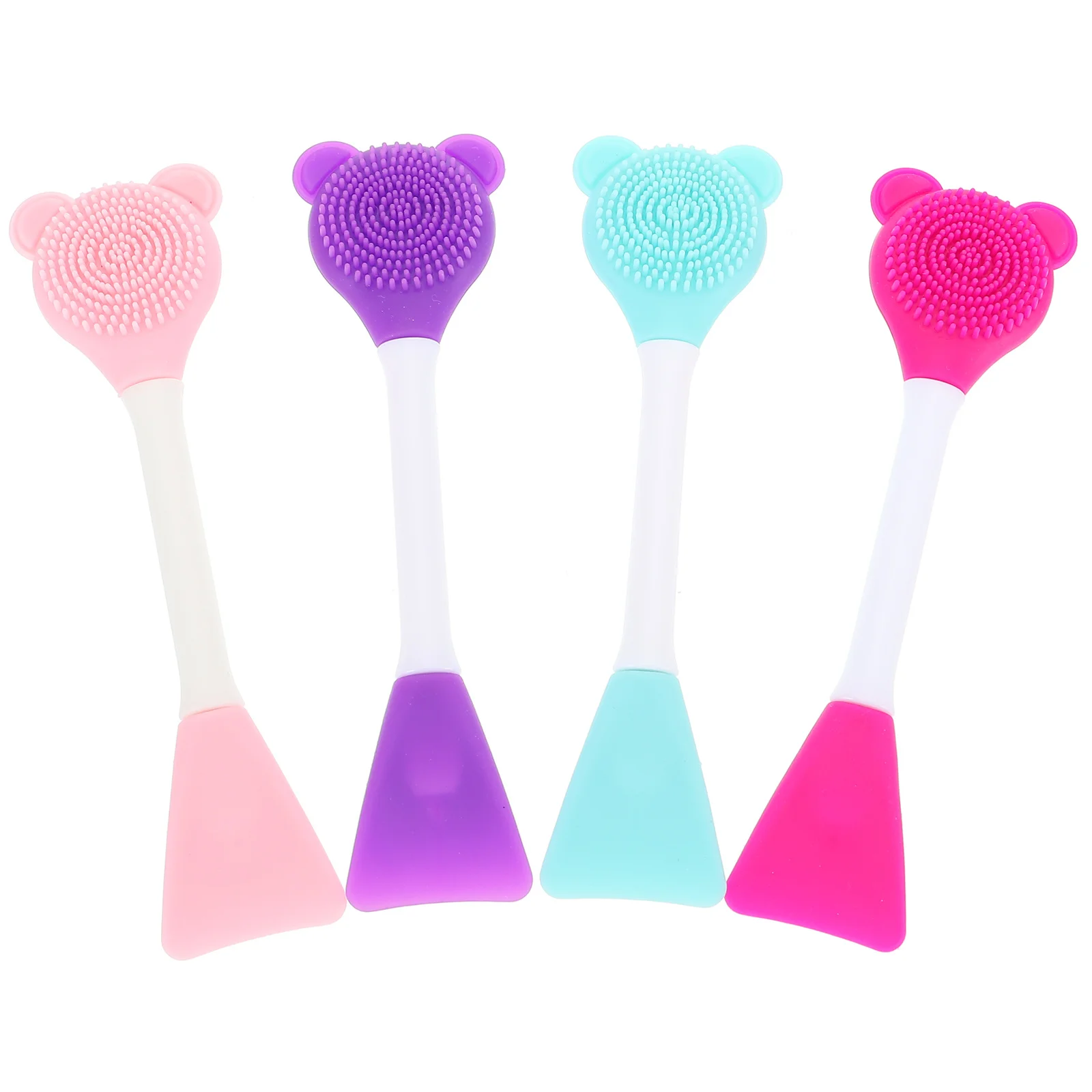 4 stuks gezichtsmaskerborstel dubbelzijdige siliconen gezichtsreinigingsborstel poriereiniger schoonheidstool voor huidverzorging gezichtsmasker applicator