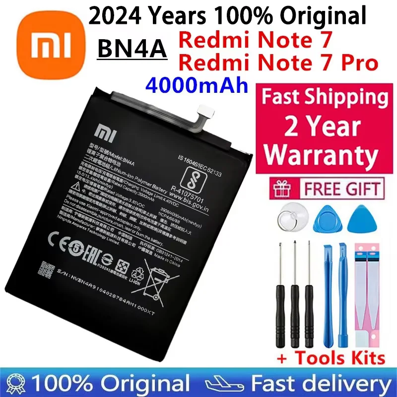 

2024 Years 100% Original Battery 4000mAh BN4A For Xiaomi Redmi Note7 Note 7 Pro M1901F7C Genuine Phone Batteries Fast Shipping