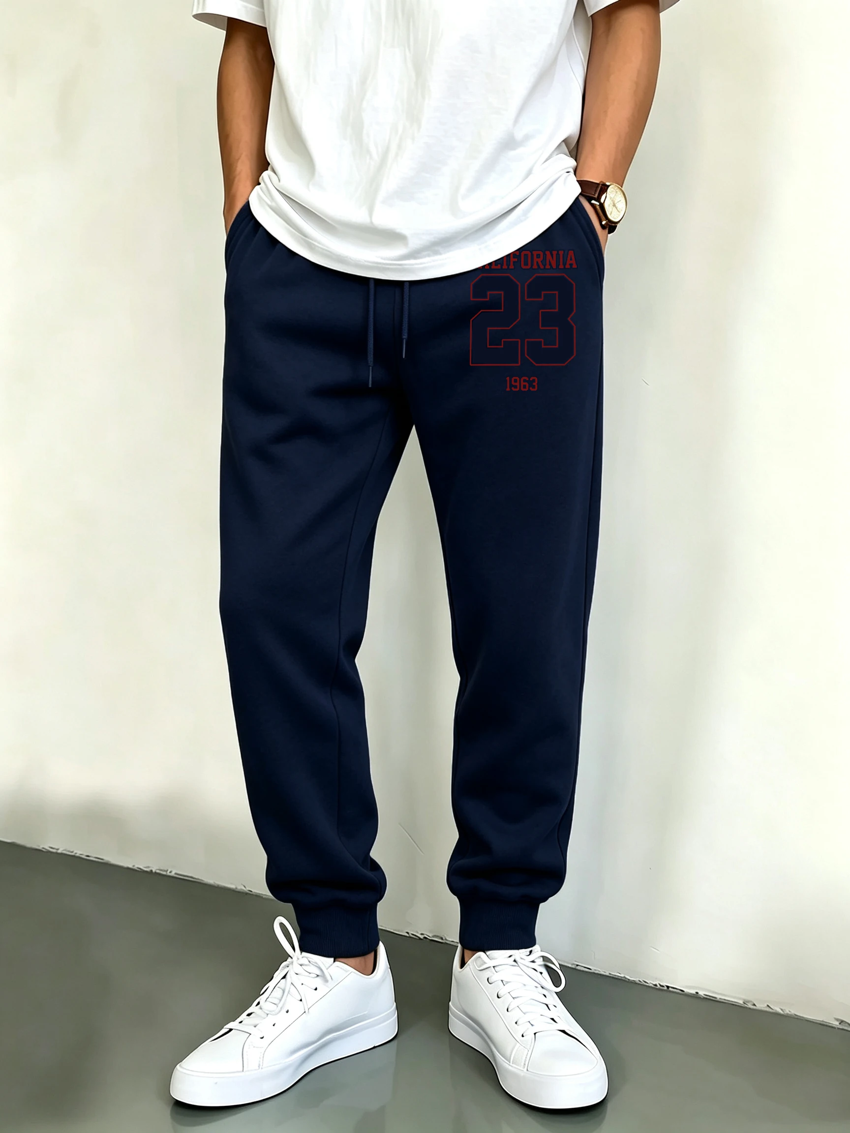 California Number 1963 Prints Male Elastic Waist Versatile Long Pants Multicolor Autumn Sweatpants Jogging Fashion Sportpants