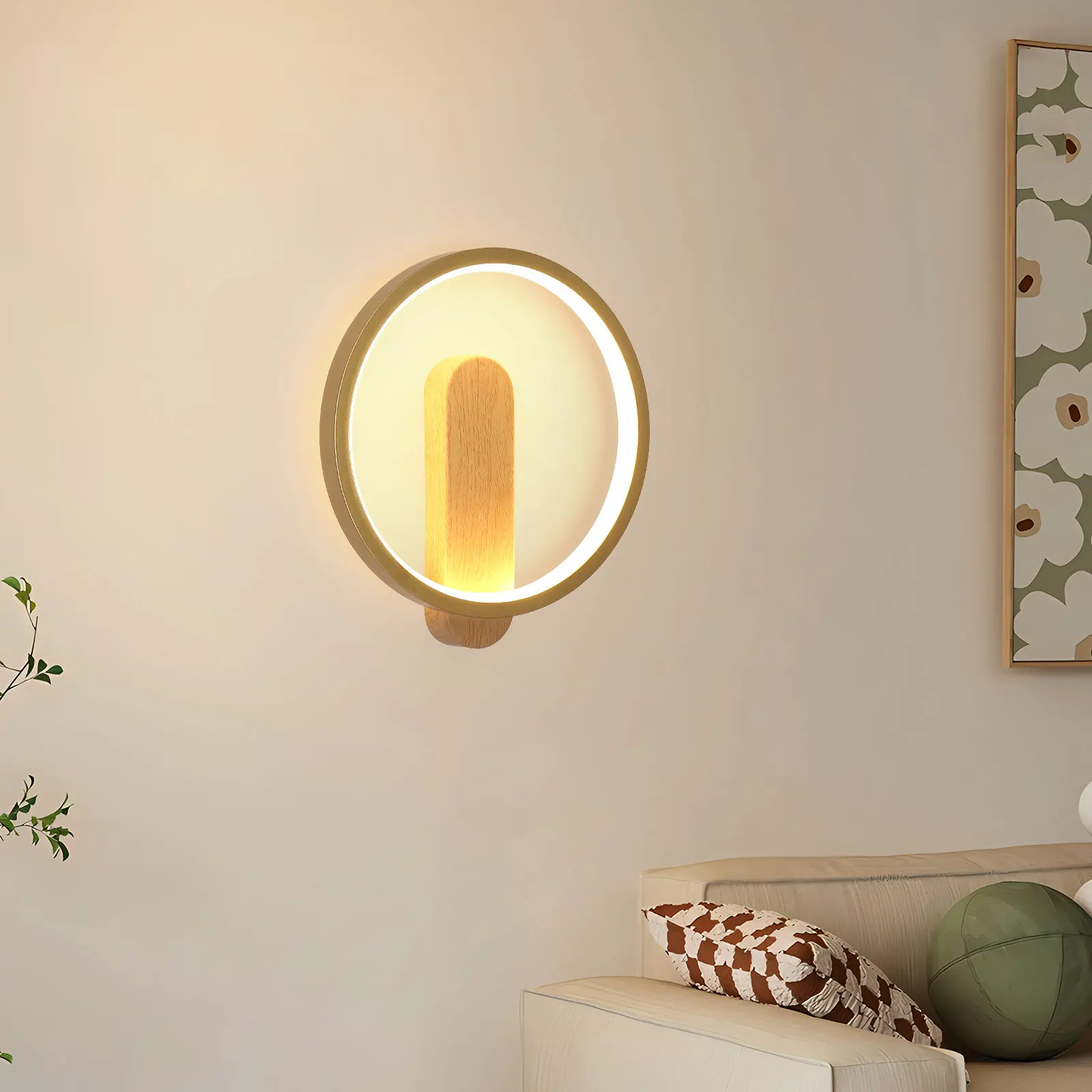 Applique murale d'intérieur moderne, applique ronde 12W, blanc chaud 3000K pour chambre à coucher, salon, couloir, escaliers