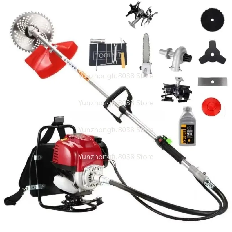 Professional 4 Stroke Backpack Brush Cutter Multifunctional Lawn Mower 10 in 1 Trimmer Weed Mower Lawn Mower Trimmer
