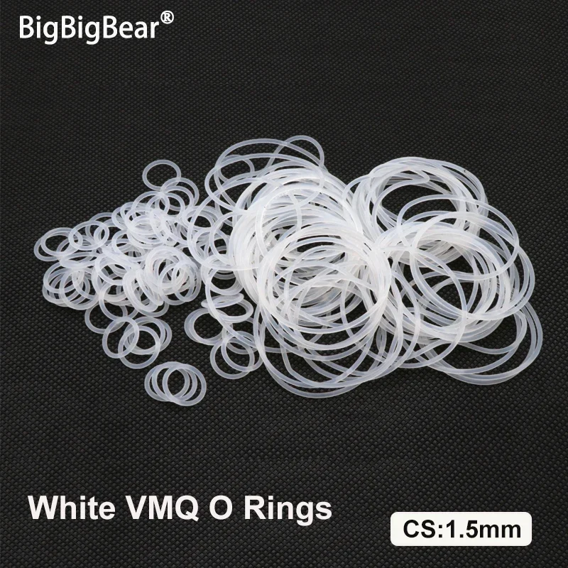 10/50Pcs White CS 1.5mm Silicone O Ring Gasket OD 5 ~ 80mm Food Grade Waterproof Washer Round O Shape VMQ O Ring Silicone Ring