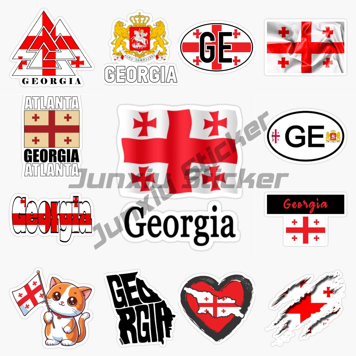 

Georgian Flag, Football Code, Car Sticker, Laptop, Motorcycle, Vinyl Self-adhesive Waterproof Creative Sticker, Car Accessories