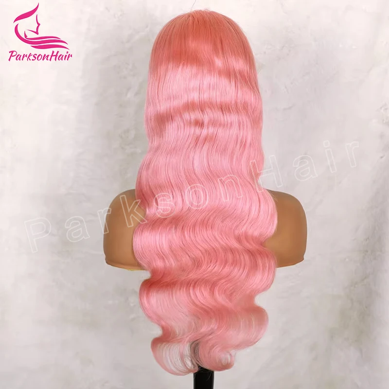 Peluca de cabello humano ondulado de 13x4 para mujer, postizo de encaje frontal, color rosa, Rubio 613, nudos blanqueados prearrancados, Remy