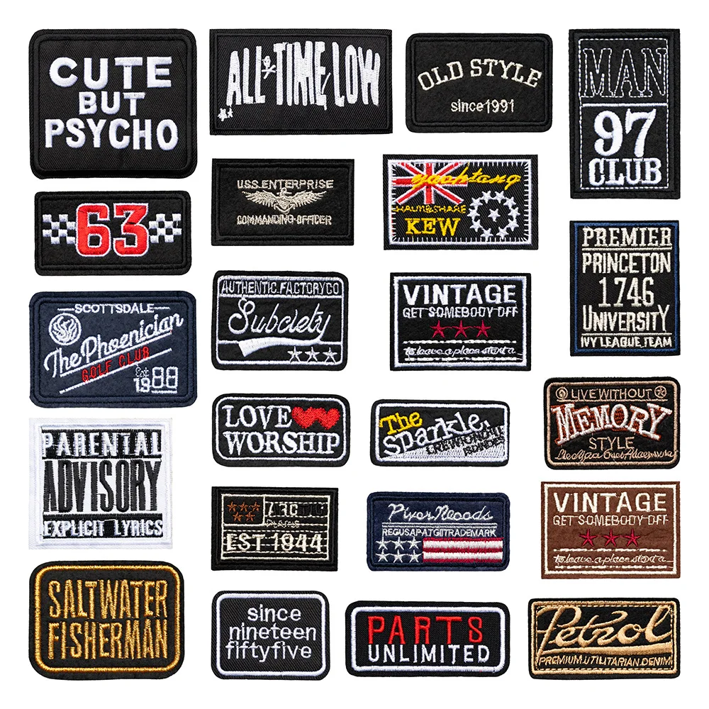 

Trendy Frame Embroidered Iron On Patch English Letters Badge for Jacket Hat Clothes Coats Jeans T-shirt Bag Shoe DIY Decoration