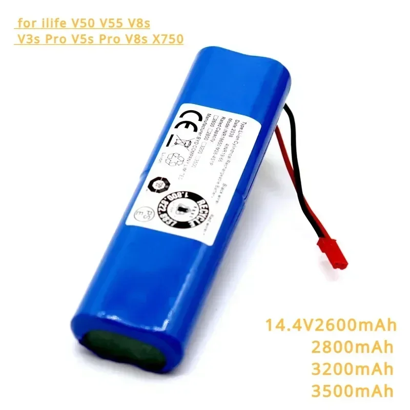 14.4V 2600mAh 18650 lithium Rechargeable Battery Robot Vacuum Cleaner Battery  for ilife V50 V55 V8s V3s Pro V5s Pro V8s X750