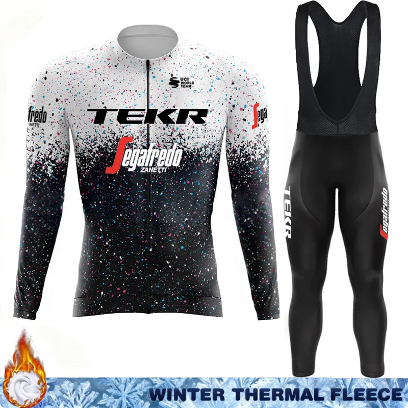 

Thermal Jersey Cycling Uniform Man TEKR Winter Fleece Road Bikes Long Sleeve Men Sportswear Set Clothing Men's Bib Jumper Mtb