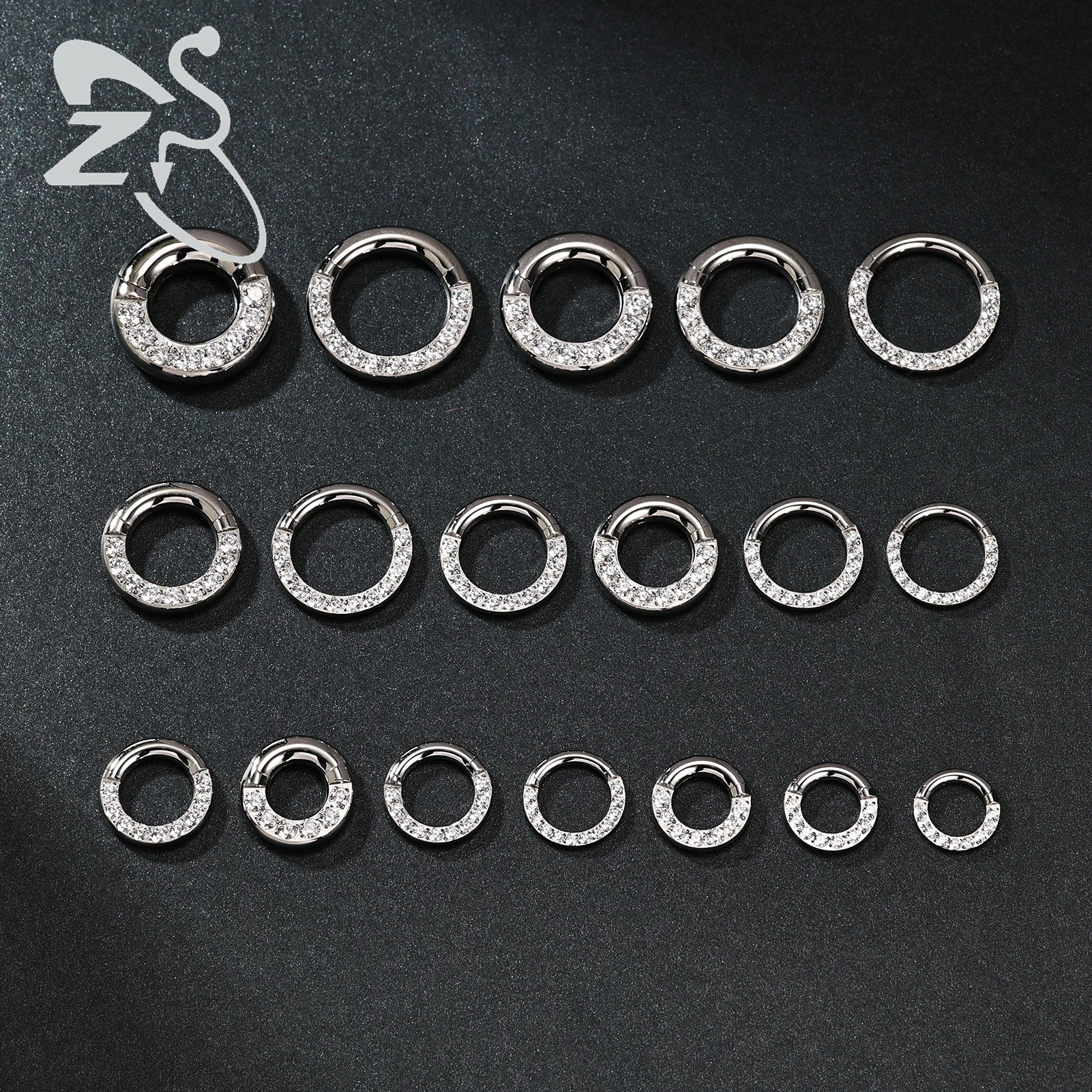 ZS 1PC 316L Stainless Steel Hoop Earring for Women Silver Plated Circle Earring Large Gauge Seputm Nose Ring 2/4/6/8/10/12G